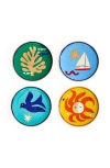 Jonathan Adler Playa Set Of 4 Porcelain Coasters In Multi