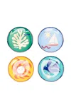 Jonathan Adler Playa Set Of 4 Porcelain Coasters In Blue