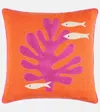 Jonathan Adler Playa Coral Linen Cushion In Orange
