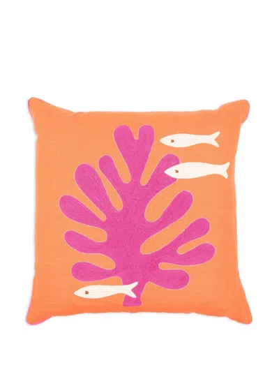 Jonathan Adler Playa Corded Coral Cushion In Orange