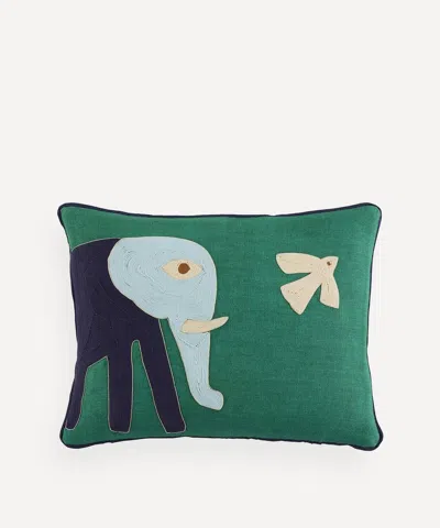Jonathan Adler Playa Elephant Linen Cushion In Multi