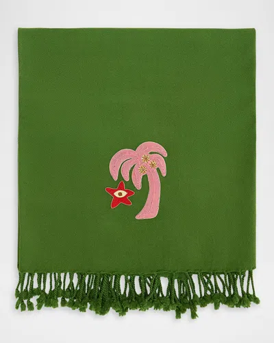 Jonathan Adler Playa Embroidered Throw, 50" X 70" In Green