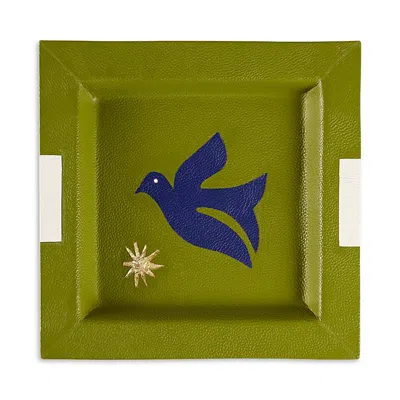 Jonathan Adler Playa Leather Tray In Green