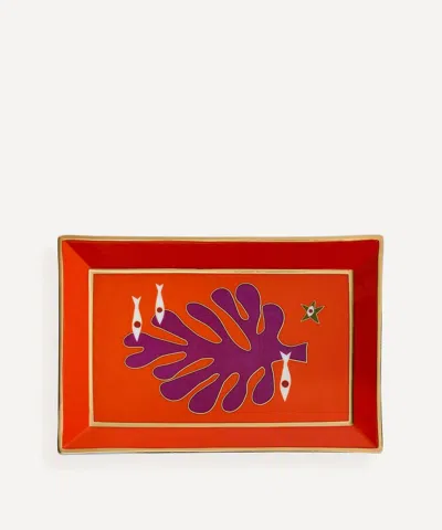Jonathan Adler Playa Rectangle Tray In Orange/red/purple
