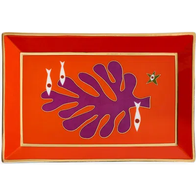 Jonathan Adler Playa Rectangle Tray In Red