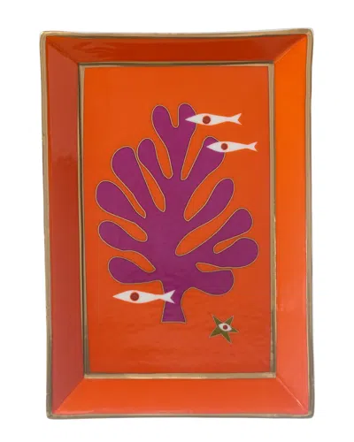 Jonathan Adler Playa Rectangle Tray In Orange