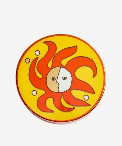 Jonathan Adler Playa Round Box In Yellow/red/white