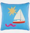 Jonathan Adler Playa Sailboat Linen Cushion In Blue