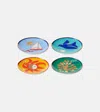 Jonathan Adler Playa Set Of 4 Porcelain Coasters In Blue