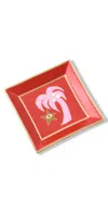 Jonathan Adler Playa Square Tray In Red/pink/gold