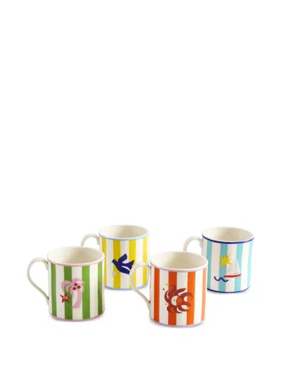 Jonathan Adler Playa Striped Mugs (set Of Four) In Multi