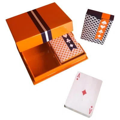 Pre-owned Jonathan Adler Playing Cards Set In Box By  In Brown