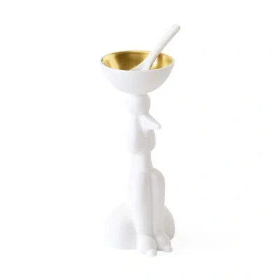 Jonathan Adler Poodle Salt & Pepper Cellar In White;gold