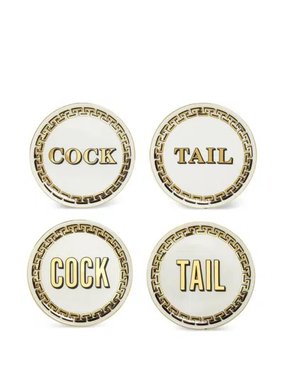 Jonathan Adler Porcelain Coaster Set In Gold