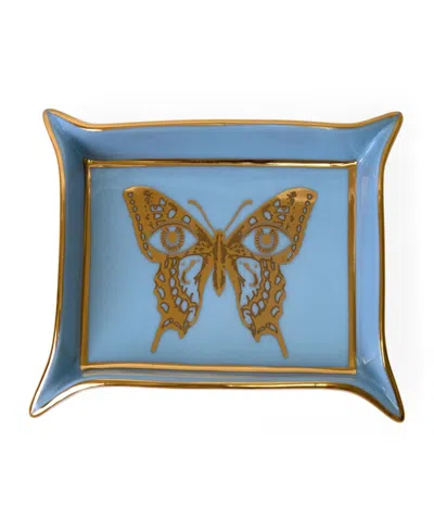 Jonathan Adler Porcelain Mariposa 7" Valet Tray In Blue