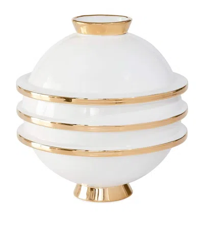 Jonathan Adler Porcelain Orbit Round Vase In White