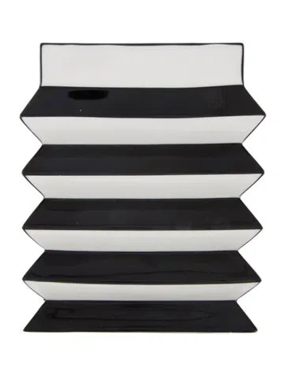 Pre-owned Jonathan Adler Porcelain Pleat Vase In Black
