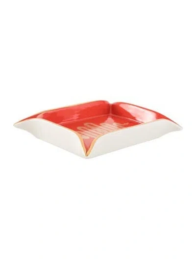 Pre-owned Jonathan Adler Porcelain Valet Catchall Tray In Orange