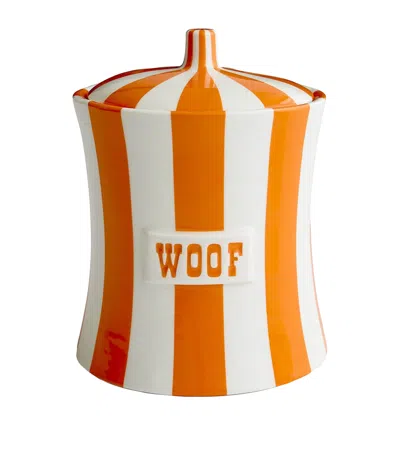 Jonathan Adler Porcelain Woof Canister In Orange