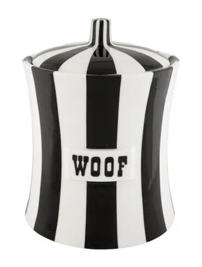 Pre-owned Jonathan Adler Porcelain Woof Canister In Black