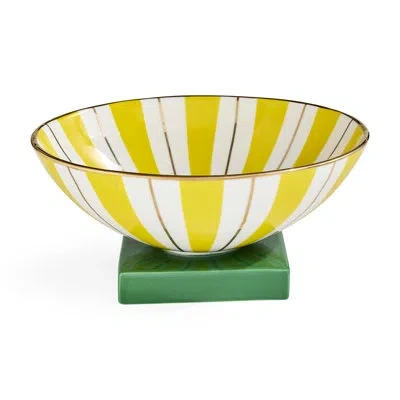 Jonathan Adler Portofino Bowl In White;green;yellow;gold