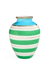 Jonathan Adler Portofino Urn Vase In Green/white/blue