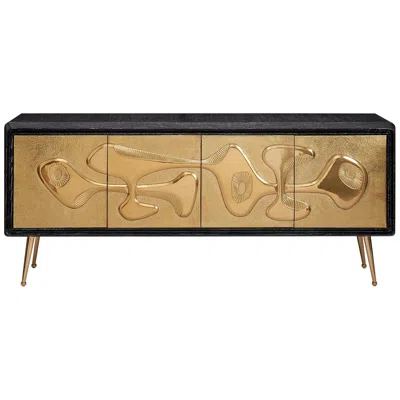 Pre-owned Jonathan Adler Reform Hammered Brass Credenza In Brown