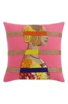 Jonathan Adler Renaissance Bars Beaded Pillow In Pink