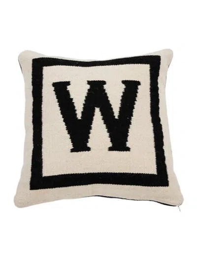 Pre-owned Jonathan Adler Reversible Letter Needlepoint Throw Pillow In Black/neutrals