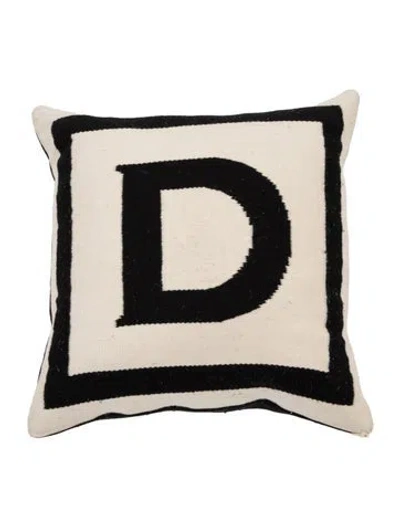 Pre-owned Jonathan Adler Reversible Letter Throw Pillow In Black/neutrals