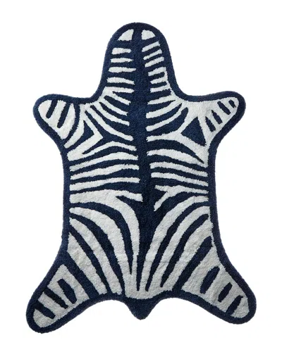 Jonathan Adler Reversible Zebra Bathmat In Blue