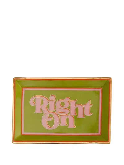 Jonathan Adler Right On Rectangle Tray (18cm X 12cm) In Green