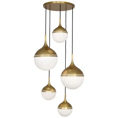 Jonathan Adler Rio 5 - Light Cluster Globe Pendant In Antique Brass