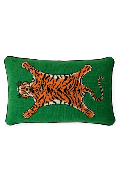 Jonathan Adler Safari Needlepoint Pillow In Green