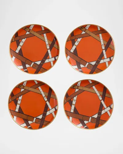 Jonathan Adler Saville Small Plates, Set Of 4 In Orange