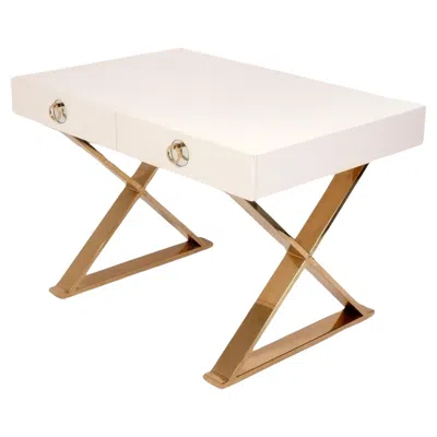 Pre-owned Jonathan Adler Sculptural Brass "x" Base Desk By  In Brown