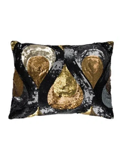 Pre-owned Jonathan Adler Sequin Throw Pillow In Black
