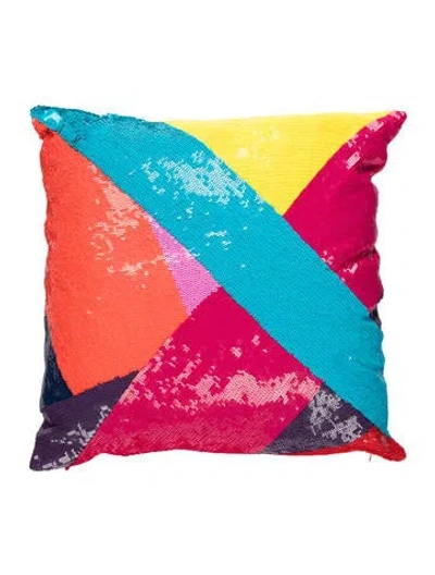 Pre-owned Jonathan Adler Sequin Throw Pillow In Blue/pink/red
