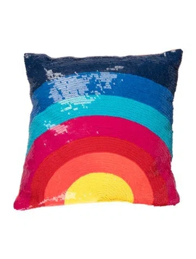 Pre-owned Jonathan Adler Sequined Rainbow Pillow In Blue/red/yellow