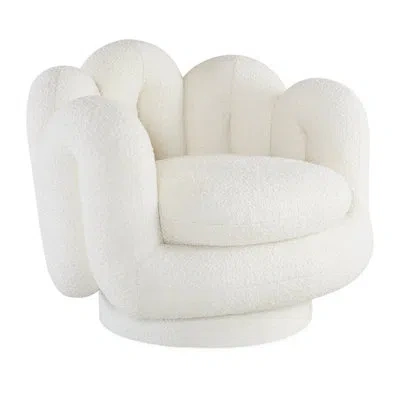 Jonathan Adler Serpentine Upholstered Swivel Accent Chair In Ivory