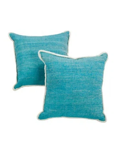 Pre-owned Jonathan Adler Set Of 2  Silk Dupioni Pillow In Blue