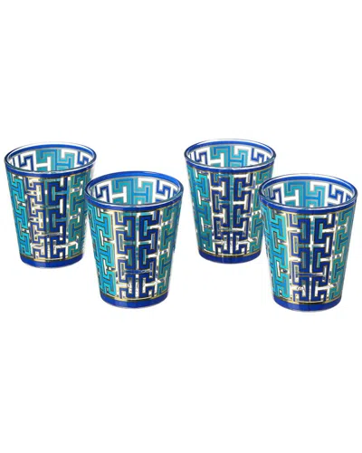Jonathan Adler Set Of 4 Boxed Madrid Glassware In Blue