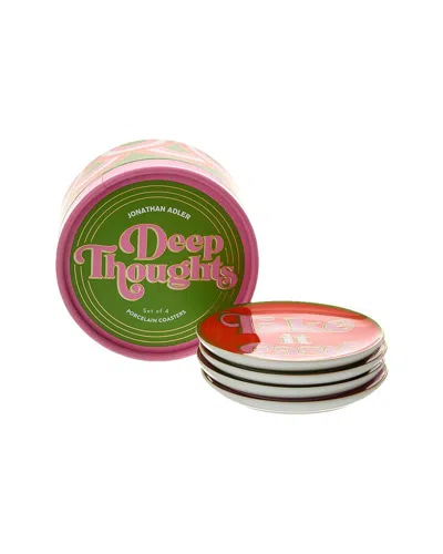 Jonathan Adler Set Of 4 Deep Thoughts Coasters In Multicolor