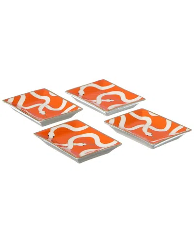 Jonathan Adler Eden Petite Trays - Set Of 4 - Orange/gold - 33009