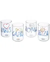 Jonathan Adler Set Of 4 Jet Set Glassware In Clear
