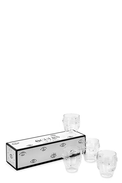 Jonathan Adler Set Of 4 'oculus' Glasses In Transparent