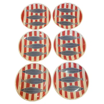 Pre-owned Jonathan Adler Set Of 6 Melamine Plates By  2 Sets Available In Sand
