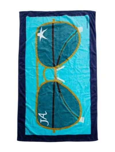 Pre-owned Jonathan Adler Shades Printed Beach Towel In Blue