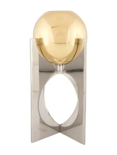 Pre-owned Jonathan Adler Short Berlin Candle Holder In Metallic/silver