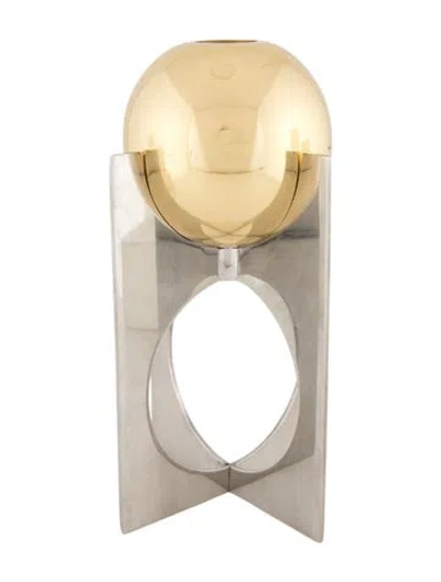 Pre-owned Jonathan Adler Short Berlin Candle Holder In Metallic/silver